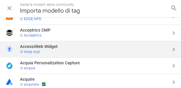 Galleria dei Modelli della community Tag Manager