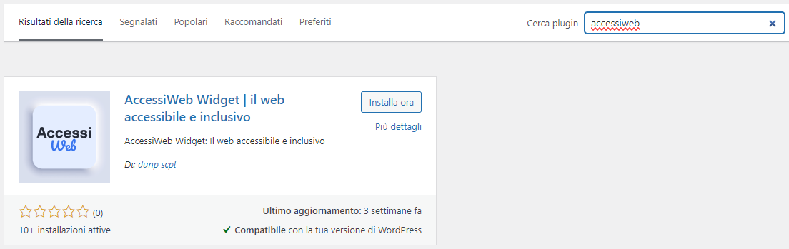 Installa e attiva il plugin di accessibilità